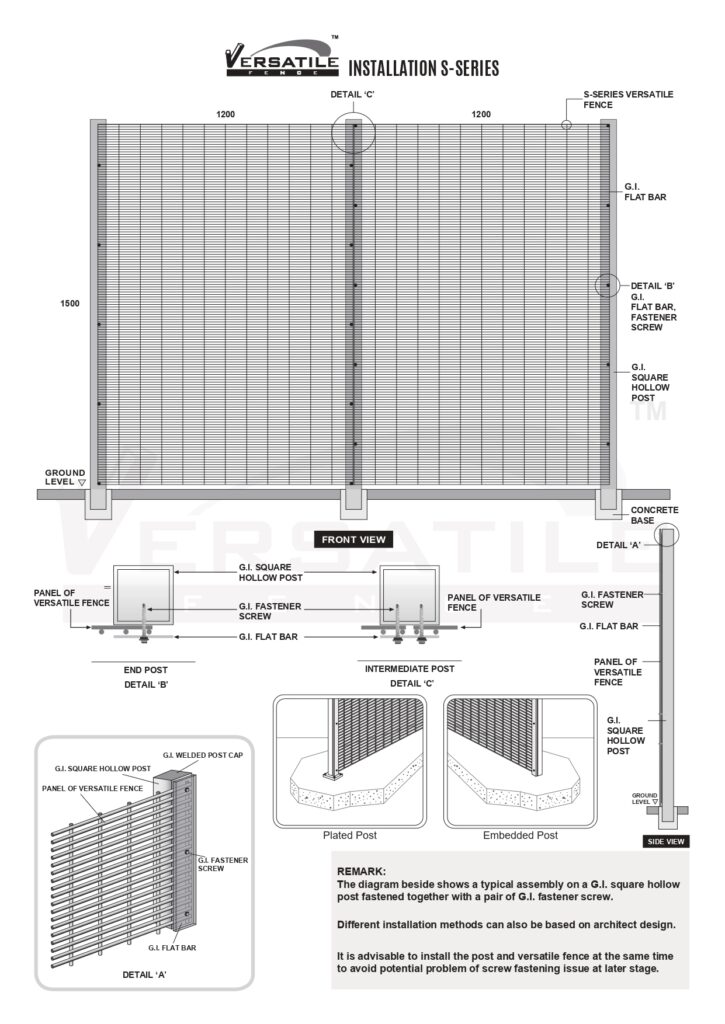 VERSATILE FENCE S-SERIES INSTALLATION - YUNG KONG VERSATILE FENCE SDN BHD - YKVF - KUCHING