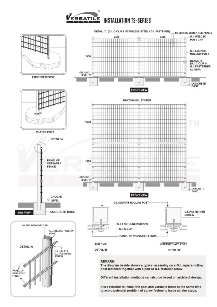 VERSATILE FENCE T2-SERIES INSTALLATION - YUNG KONG VERSATILE FENCE SDN BHD - YKVF - KUCHING