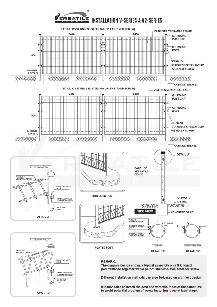 VERSATILE FENCE V-SERIES & V2-SERIES INSTALLATION - YUNG KONG VERSATILE FENCE SDN BHD - YKVF - KUCHING